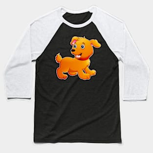 Cute Dog Cartoon Pet Funny Illustration For Kids Baseball T-Shirt